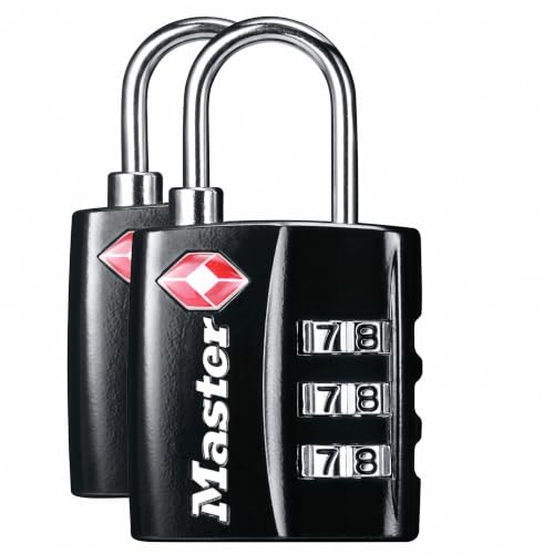 Master Lock 4680DBLK TSA-Approved Luggage Lock, 1-3/16-in. Wide, Black (Pack of 2) - size: 2 Pack