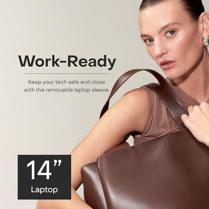 July Juliette Soft Work Tote Bag, Laptop Sleeve, 18L, Chocolate Brown - color: Chocolate Brown