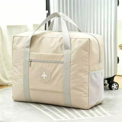 Lightweight Travel Duffel Bag, Foldable Carry on Weekender Overnight - color: Off White