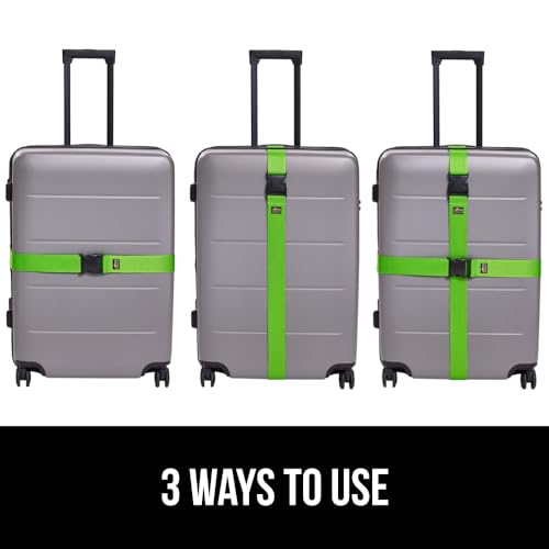 GORILLA GRIP Heavy Duty Luggage Straps for Suitcase, 4 Pack, Green - color: Green