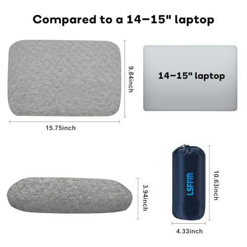 Memory Foam Travel Pillow 9.8"x15.7" Compact Camping Pillow - color: Grey