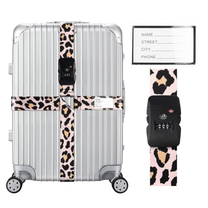 Veki Cross Luggage Straps, TSA Approved with Lock, Leopard Print, 1pc - color: Leopard Print