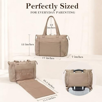 MOMINSIDE Diaper Bag Tote with Changing Pad Tote Diaper Bags Convertible Backpack pañaleras para bebe Large Baby Bag, Hospital Bag Mommy Bag Travel Diaper Bag for Mom, 16 Pockets (Khaki1) - color: Khaki 1