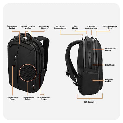 HyperPack Pro 22L Slim Travel Backpack with 'Find My' Compatibility - Fits up to 16” Laptop. Anti Theft w/RFID Protective Pocket. - style: Hyperpack Pro