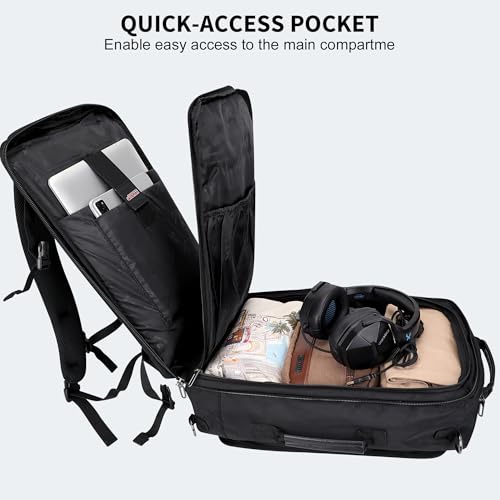 WITZMAN Travel Backpack for Men Women Laptop Backpack with USB Charging Port Carry-on Luggage Flight Approved(B686 Black) - color: Black