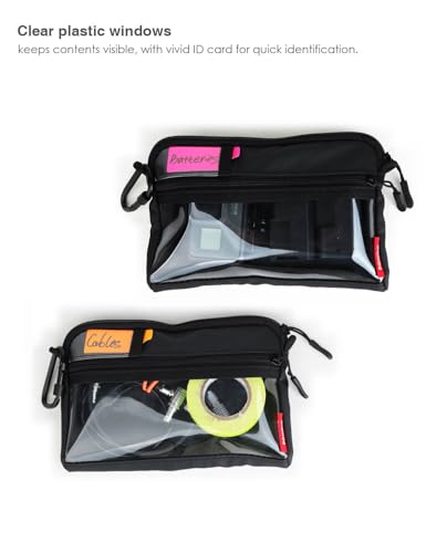 Video Accessories Organizer Pouch with Clear Window, Carabiner & ID Labels