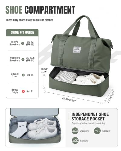 Weekender Bags for Women Travel Weekend Overnight Bag with Shoe Compartment - color: A -Green