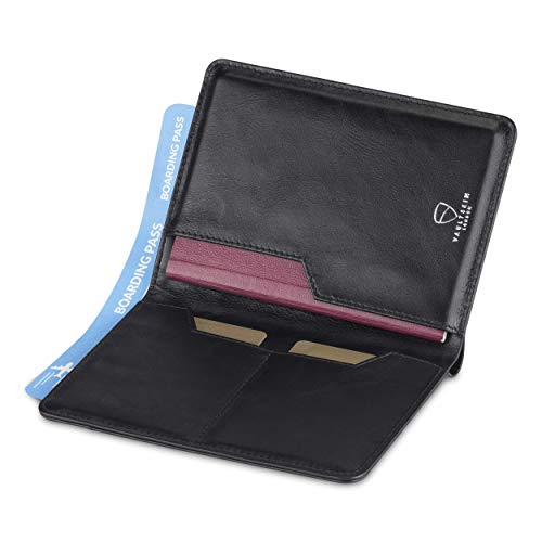 Vaultskin KENSINGTON Passport Holder for Travel, RFID Wallet (Black) - color: Black