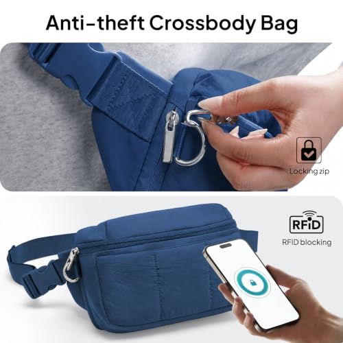 TOPEAST Waist Pack 3.5L Fanny Packs with Water Bottle Holder - color: Navy