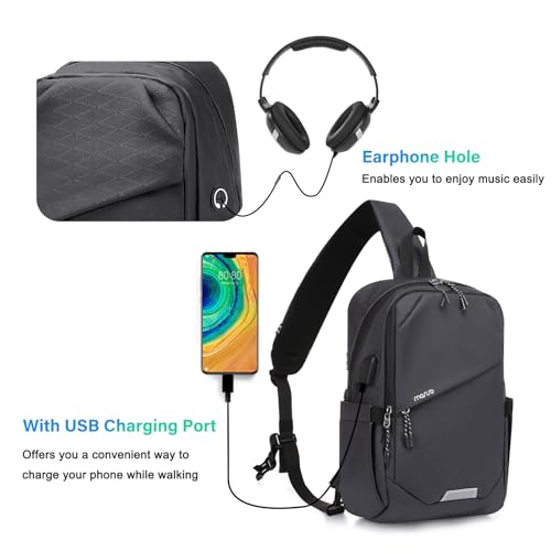MOSISO Sling Backpack Travel Hiking Daypack,Large Crossbody Sling Bag - color: Slate Gray