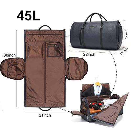 Garment Bags for Travel, 45L Carry-On Convertible Duffle with Strap - color: C-Blue