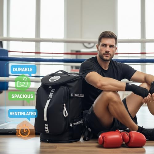 Gym Duffle Bag Backpack,4‑Way Waterproof with Shoe Compartment Travel Laptop - color: Black