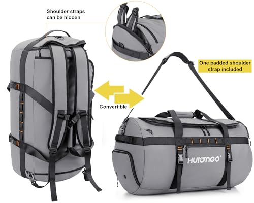 Hulongo Waterproof Duffel Bag Backpack for Men, Grey, 90L - color: Grey, size: 90L