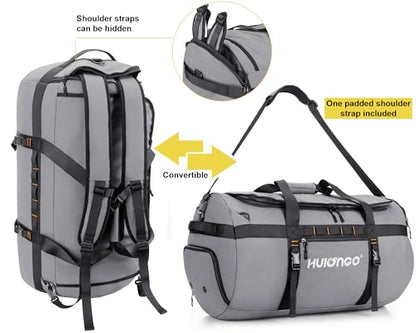 Hulongo Waterproof Duffel Bag Backpack for Men, Grey, 90L - color: Grey, size: 90L