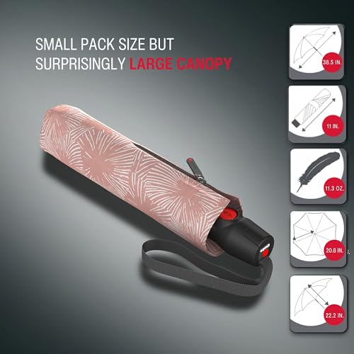 Knirps T.200 Automatic Travel Umbrella for Rain, Windproof, Doodle Rose - color: Doodle Rose