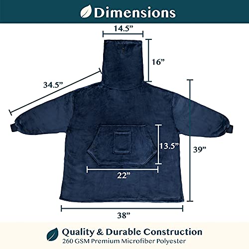PAVILIA Wearable Blanket Hoodie Women Men, Oversized Hooded Sweatshirt - color: Navy, size: Fleece