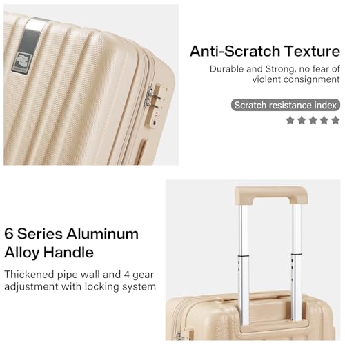 Hanke 20 Inch Expandable Carry on Luggage 22x14x9 Airline Approved - color: Cuba Sand, size: 20 Inch EXT
