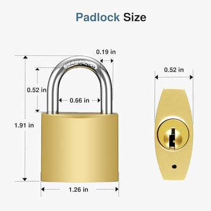 Puroma 2 Keyed Padlocks 32mm 6 Keys, 0.86" School Gym Locker Lock Luggage