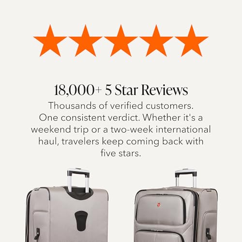 SWISSGEAR Sion Softside Expandable Spinner Luggage Durable Lightweight Travel Suitcase, Pewter, Checked-Large - color: Pewter, size: Checked-Large