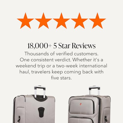 SWISSGEAR Sion Softside Expandable Spinner Luggage Durable Lightweight Travel Suitcase, Pewter, Checked-Large - color: Pewter, size: Checked-Large