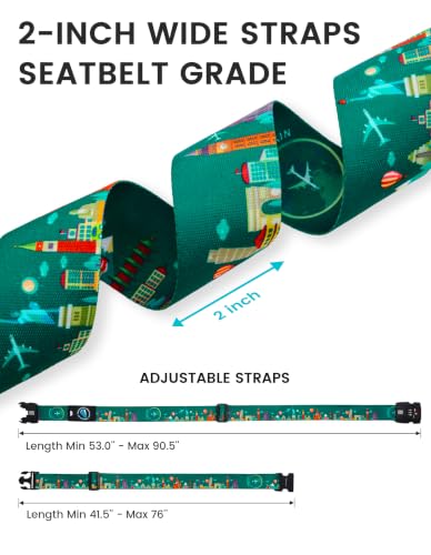 Travelkin Luggage Straps TSA Approved, Suitcase Straps with TSA Lock - color: Green