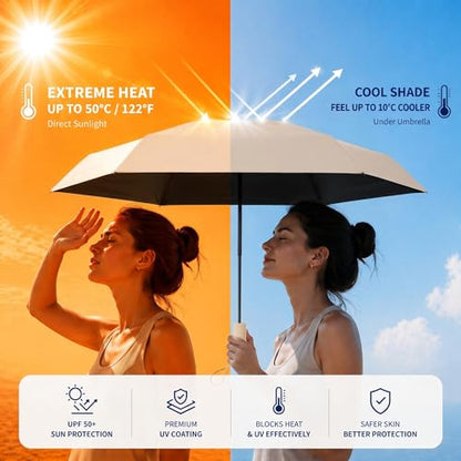 Mini Travel Umbrella, UPF 50+ UV Sun Protection - color: Pink