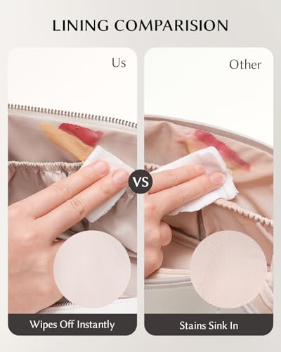 EACHY Travel Makeup Bag for Women, Provence Cosmetic Bag, Beige, Medium - color: G - Beige, size: Medium