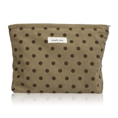 Wudygirl Makeup Bag for Women Travel Cosmetic Bag 10.5"x7.5" Brown Dot - color: Brown Dot