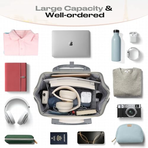 Maelstrom 15.6-17.3" Laptop Backpack with Lunch Box, Work Bag for Women Men - color: Gray-beige