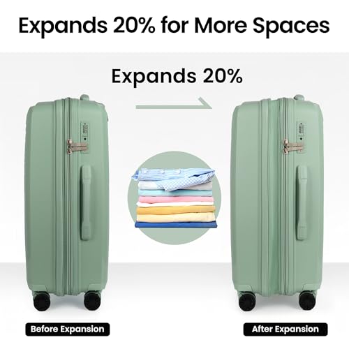 25" Checked Luggage Hardside Suitcase Expandable 20% - color: Green, size: Checked-Medium 25-Inch