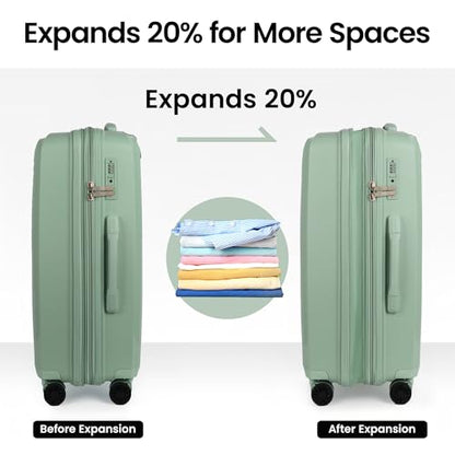 25" Checked Luggage Hardside Suitcase Expandable 20% - color: Green, size: Checked-Medium 25-Inch