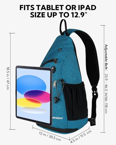 WATERFLY Large Sling Bag Crossbody Backpack Chest Pack for Men Women - color: Teal Blue