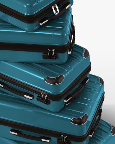 Coolife Luggage Set, Lightweight and Durable Hardshell, 5 Pcs, green new - color: green new, size: 5-Piece Set