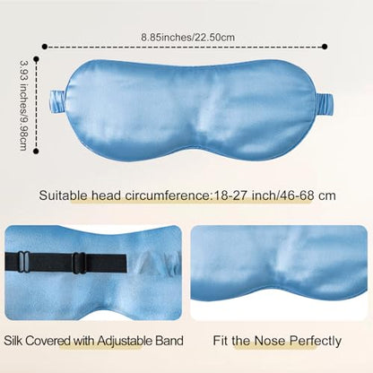 ZIMASILK Adjustable 100% 22 Momme Mulberry Silk Sleep Mask - color: Sky Blue