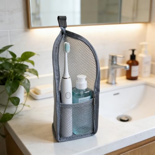 Standing Toiletry Bag Stand up Makeup Brush Holder for Travel, Black, Cosmetic Case