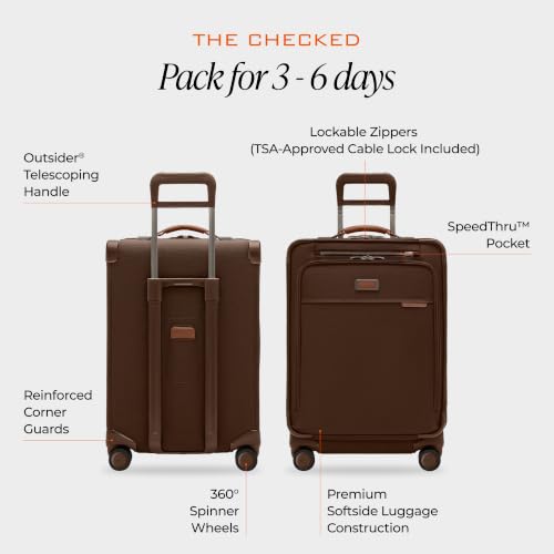 Briggs & Riley Baseline Compact 24 Inch Softside Checked Luggage, Chocolate - color: Chocolate, size: 24" Checked