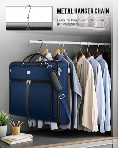 MATEIN Suit Bag Travel, Large Travel Garment Bag Up to 7 Suits with Strap - color: Dark Blue