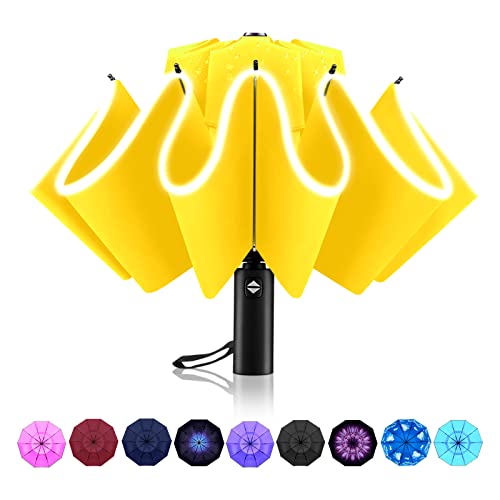 Windproof Automatic Inverted Umbrella – Compact Folding with Sun UV Protection, Portable Travel Umbrella for Car & Backpack - color: Yellow