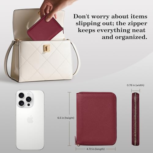CoBak Passport Holder Cover with Safe Zipper Closure - color: Red