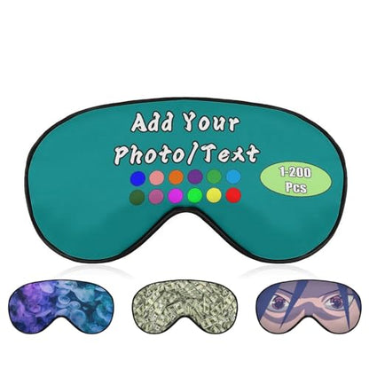 Personalized Eye Mask 1-200 Pcs Custom Eye Cover for Men&Women Customized Eyeshade with Adjustable Strap for Sleeping Travel Work Naps, Darkcyan - color: Darkcyan