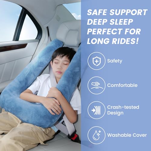 Keemall Inflatable Car Pillow for Kids & Adults, Neck & Body Pain Relief - color: Blue, size: Medium