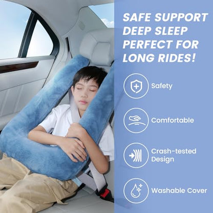 Keemall Inflatable Car Pillow for Kids & Adults, Neck & Body Pain Relief - color: Blue, size: Medium