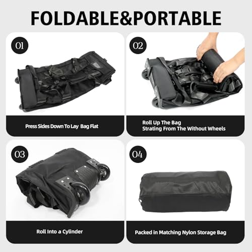 80L Rolling Travel Duffle Bag with Wheels, Black - color: Black