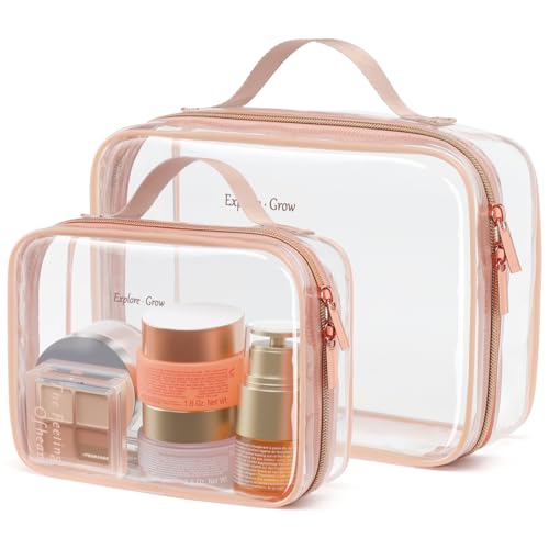 PACKISM Clear Makeup Bag Travel - TSA Approved Toiletry Bag, 2 Rose Pink - color: 01 Elegant Rose Pink, size: Full Vacation (Mixed Sizes)