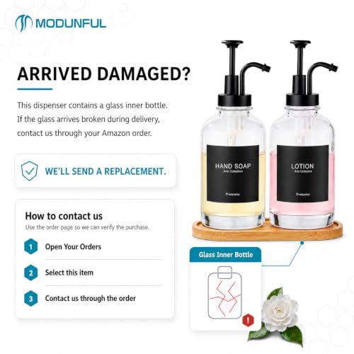 Kitchen Soap Dispenser Set of 2, 16.9 oz Glass, Black Stainless Steel Pump - color: Dm2648-black