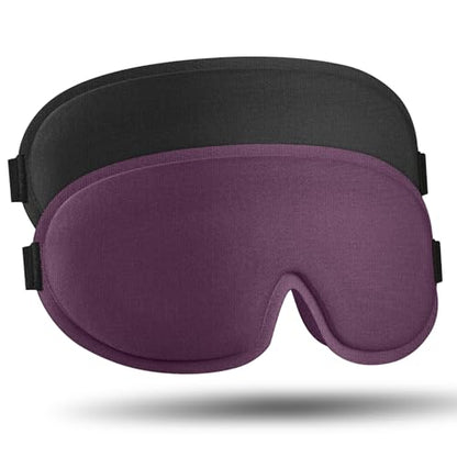 2 Pack Sleep Mask for Side Sleeper, Complete Light Blocking 3D Sleeping Eye Mask, Soft Breathable Eye Cover for Women Men, Travel, Nap, Relaxing Zero Pressure Night Blindfold (Black+Purple) - color: Black+purple