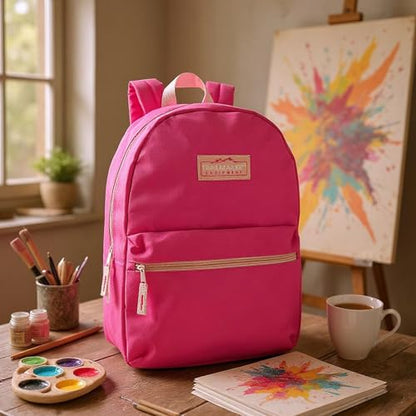 Trail maker Classic 17 inch Backpacks with Adjustable Padded Straps | School Backpacks for Girls, Boys - color: Pink