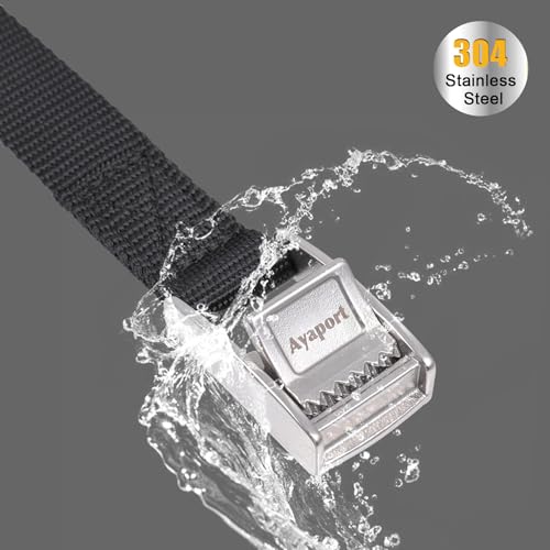 Ayaport Lashing Straps with Stainless Steel Cam Buckle 0.75" x 4', 4 Pack - color: Black-Stainless, size: 0.75'' x 48''