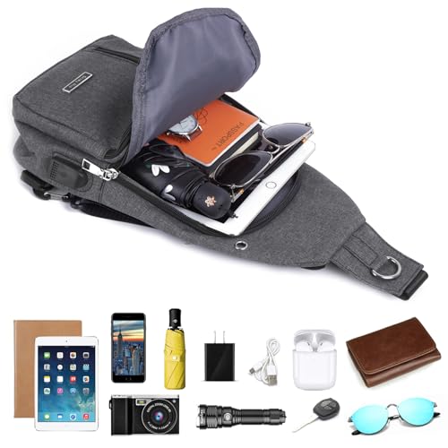 Seoky Rop Small Sling Bag Crossbody for Men Women One Strap Shoulder Cross Body Bag Sling Backpack for Travel - color: Grey