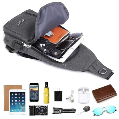 Seoky Rop Small Sling Bag Crossbody for Men Women One Strap Shoulder Cross Body Bag Sling Backpack for Travel - color: Grey